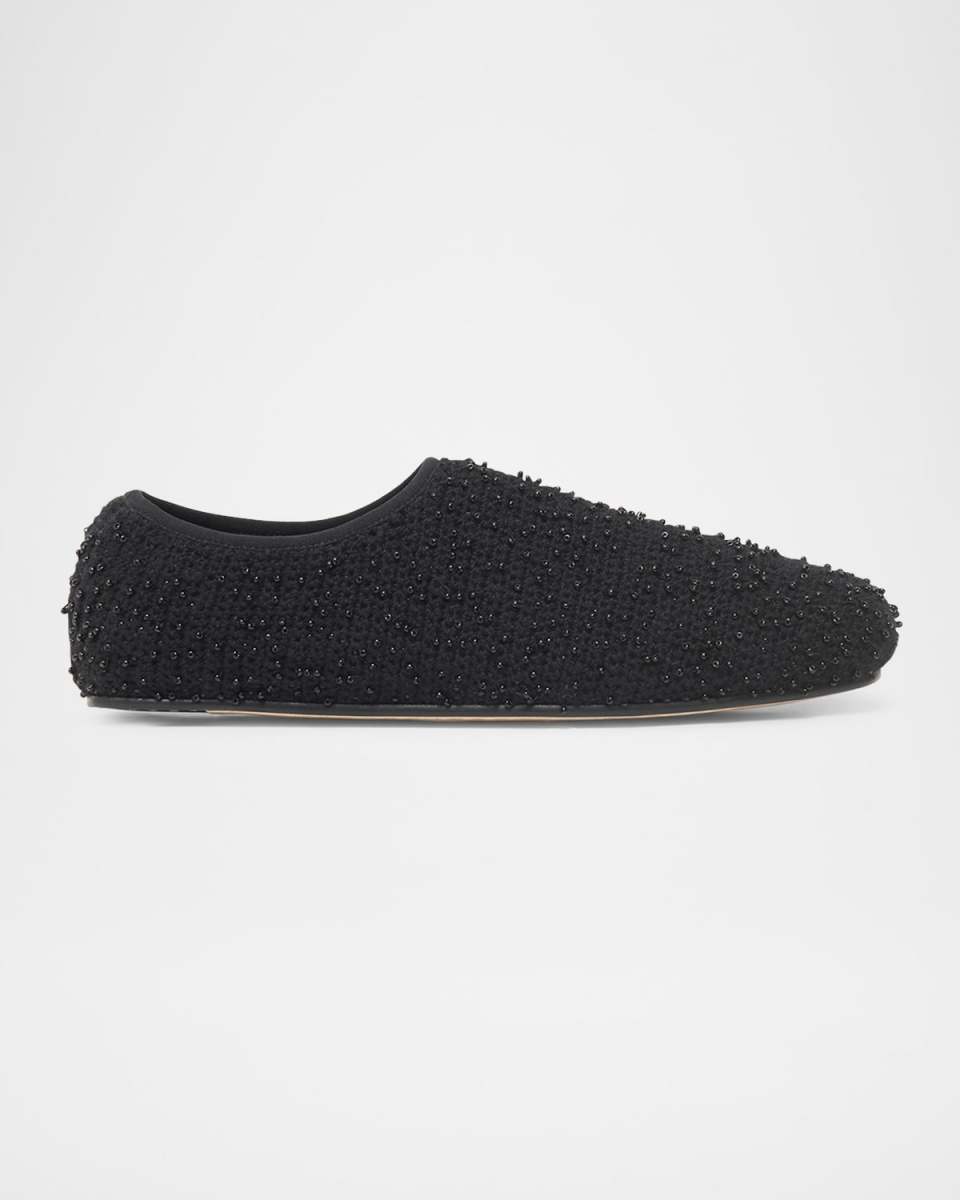 Aris Beaded Cashmere Ballerina Loafers